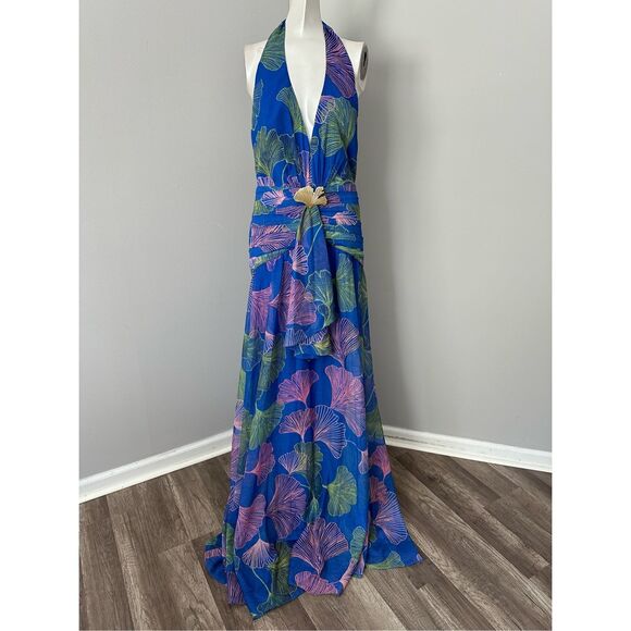 PatBO Ocean Leaf Halterneck Maxi Dress US 6 $850 - Picture 4 of 10